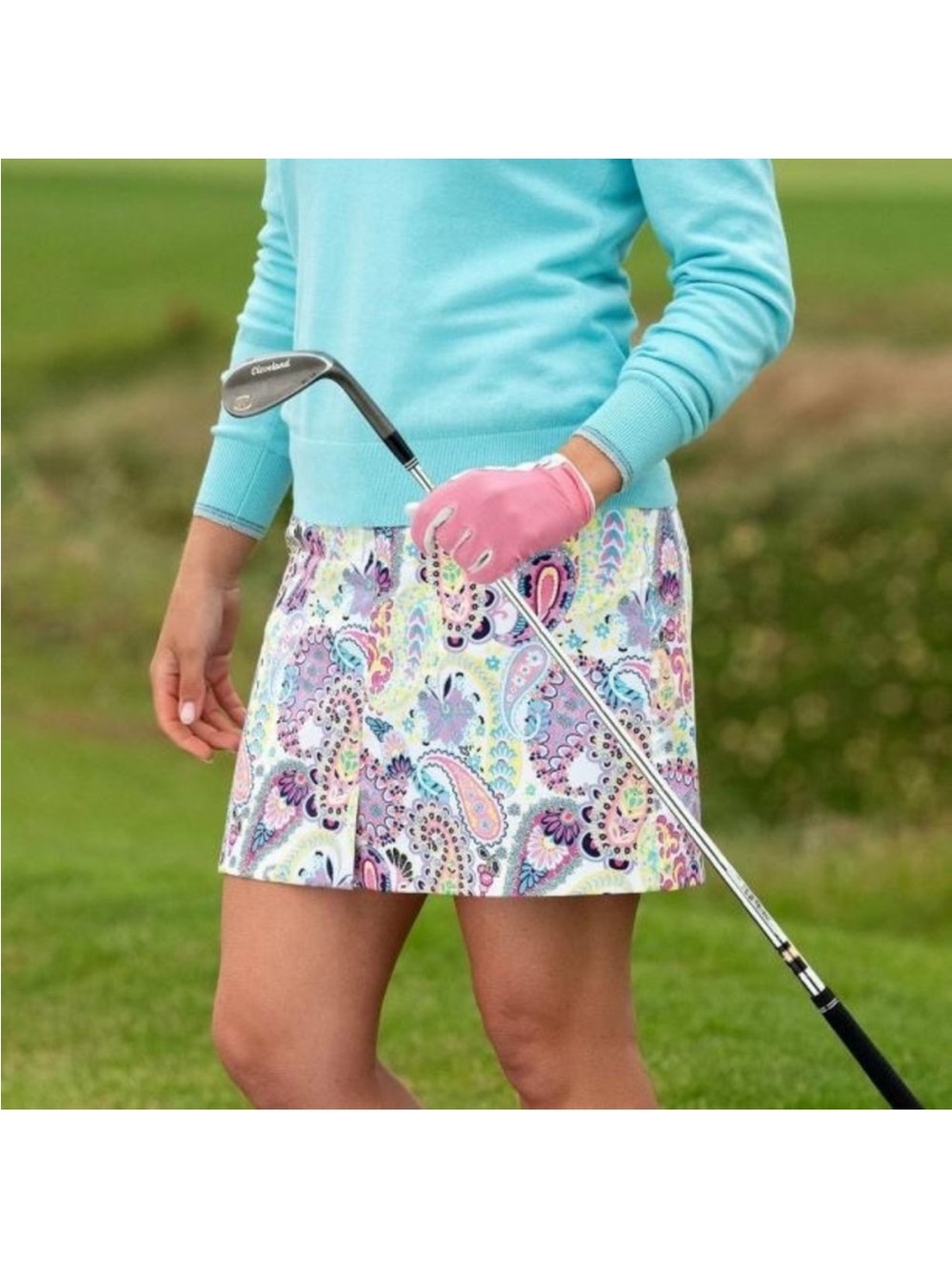Golfino Holiday Dreams Paisley Golf Skort Optic White Medium Length 6 Small NWT